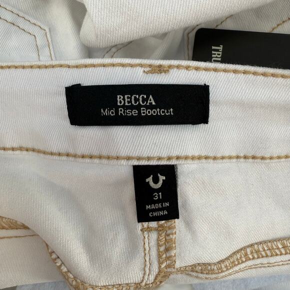 True Religion Jeans Women's 31 (12) Optic White Becca Mid Rise Bootcut Western - Picture 9 of 16